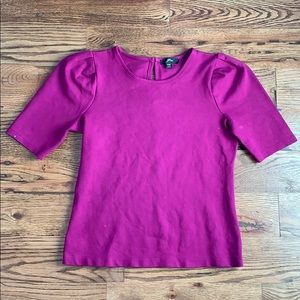 J. Crew Puff-sleeve Ponte Top in Dark Peony